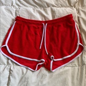 Garage Red Terry Cloth Shorts